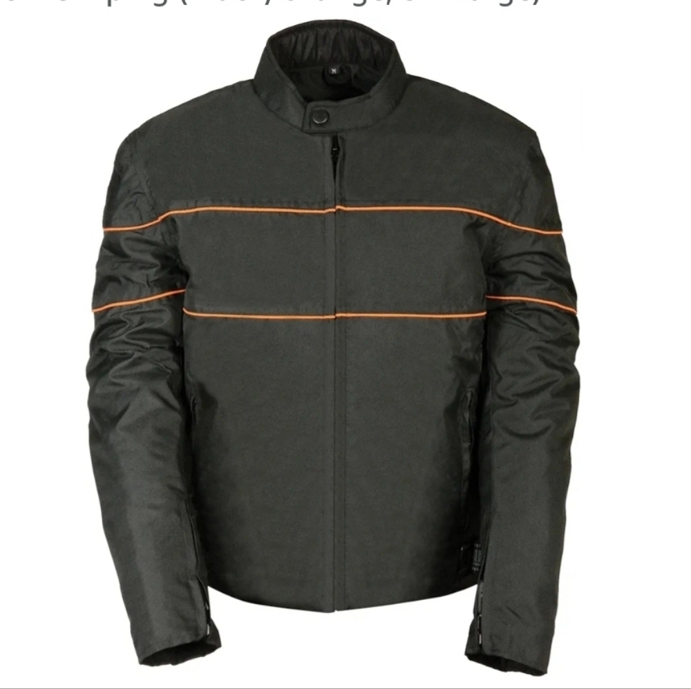 Nexgen Mens Thinsulate Motorcycle Jacket Zip Out Liner Vented WP Black Sz 2XL